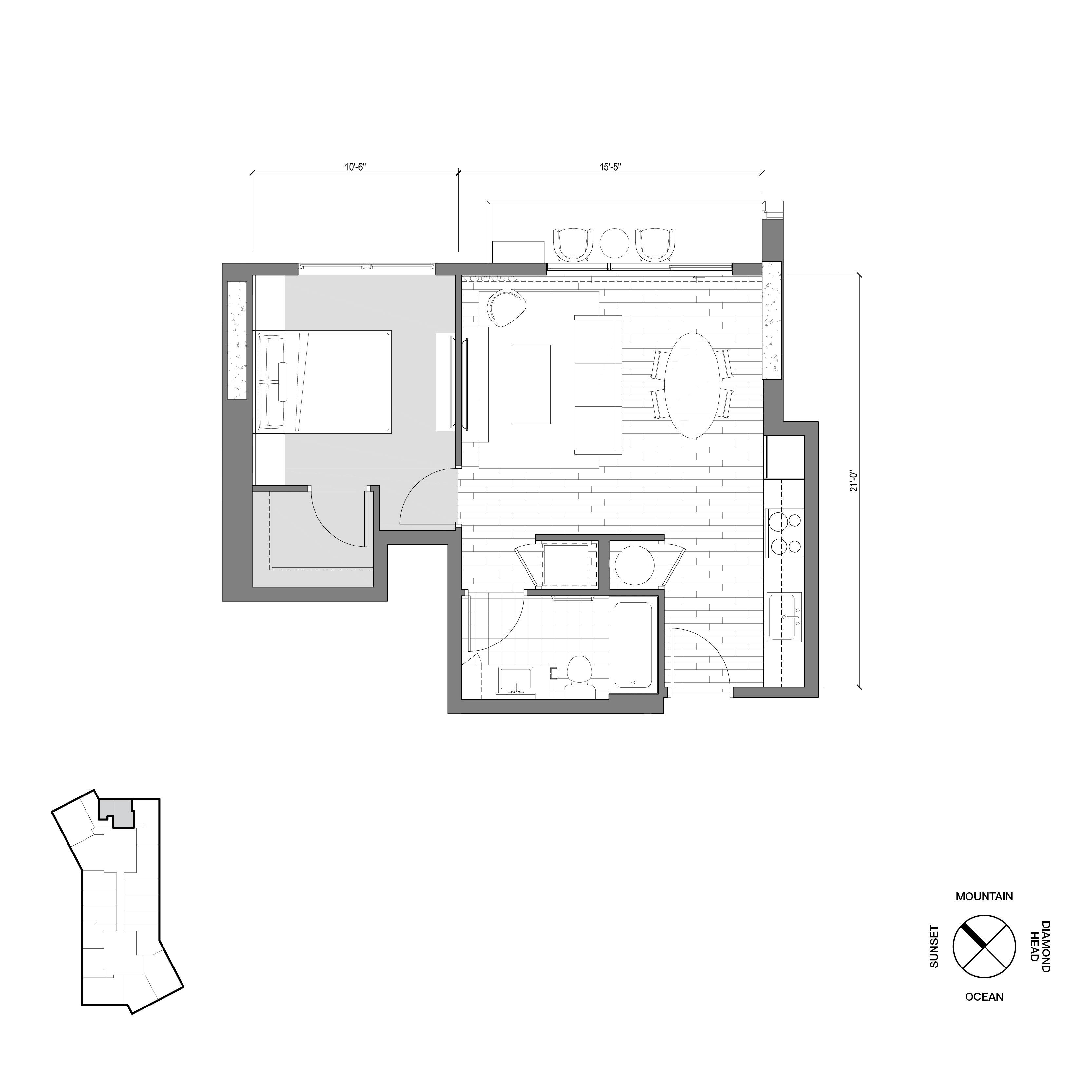 Ko'ula Unit 1B-A8 Floorplan