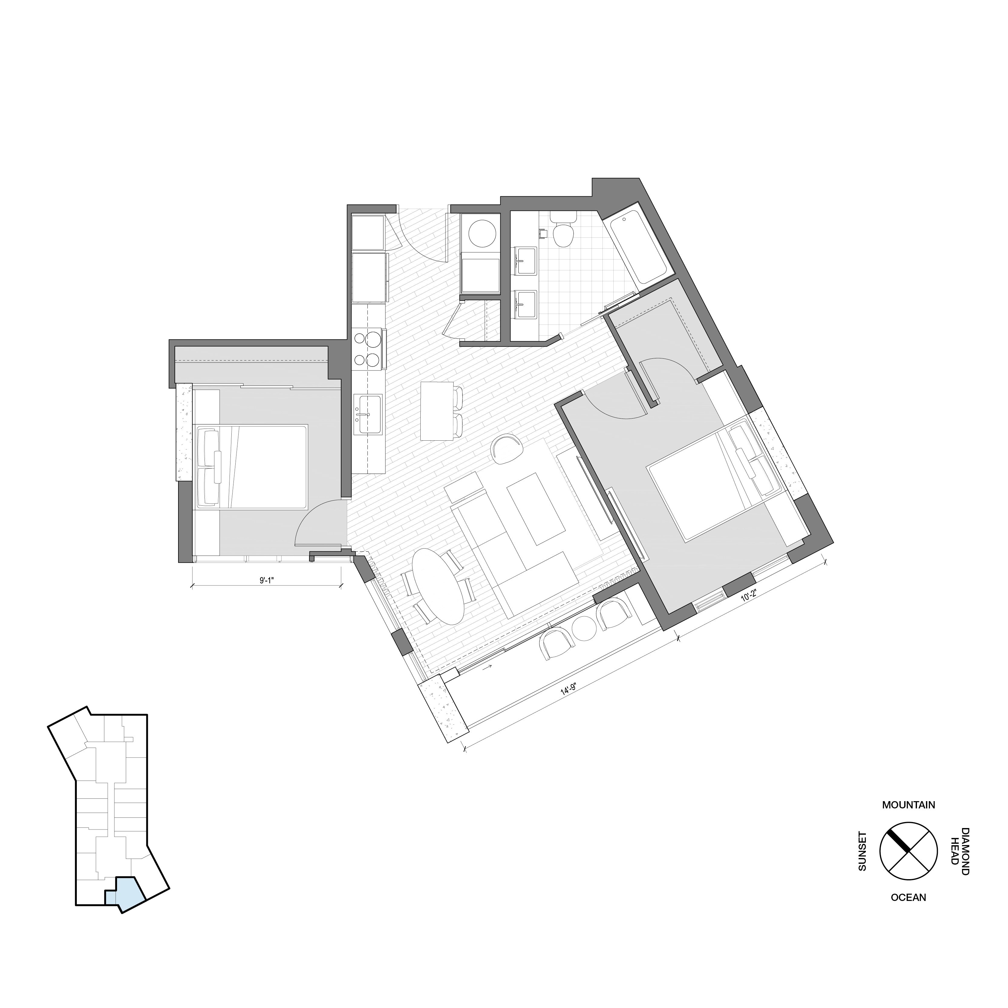 Ko'ula Unit 2B-A Floorplan