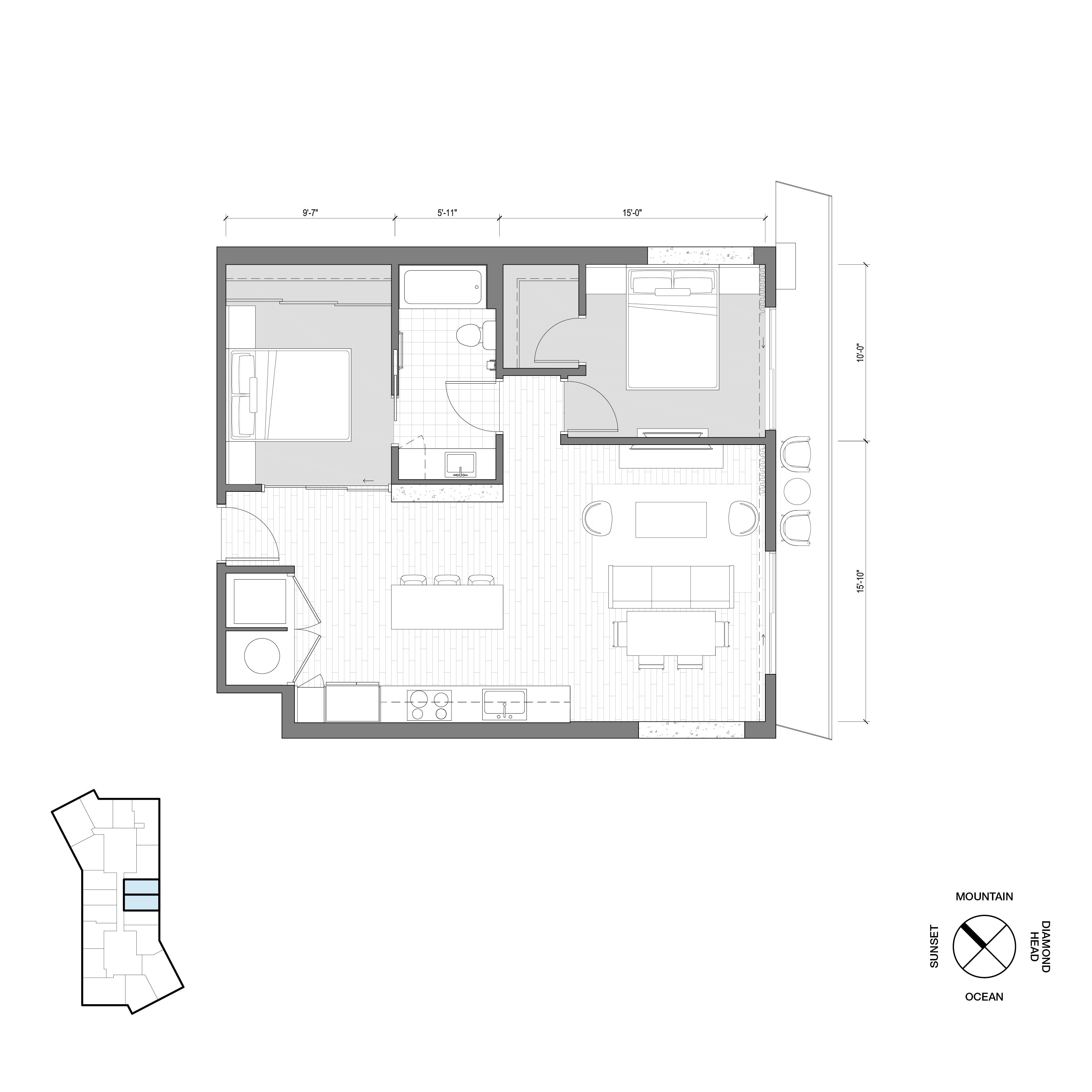Ko'ula Unit 2B-B Floorplan
