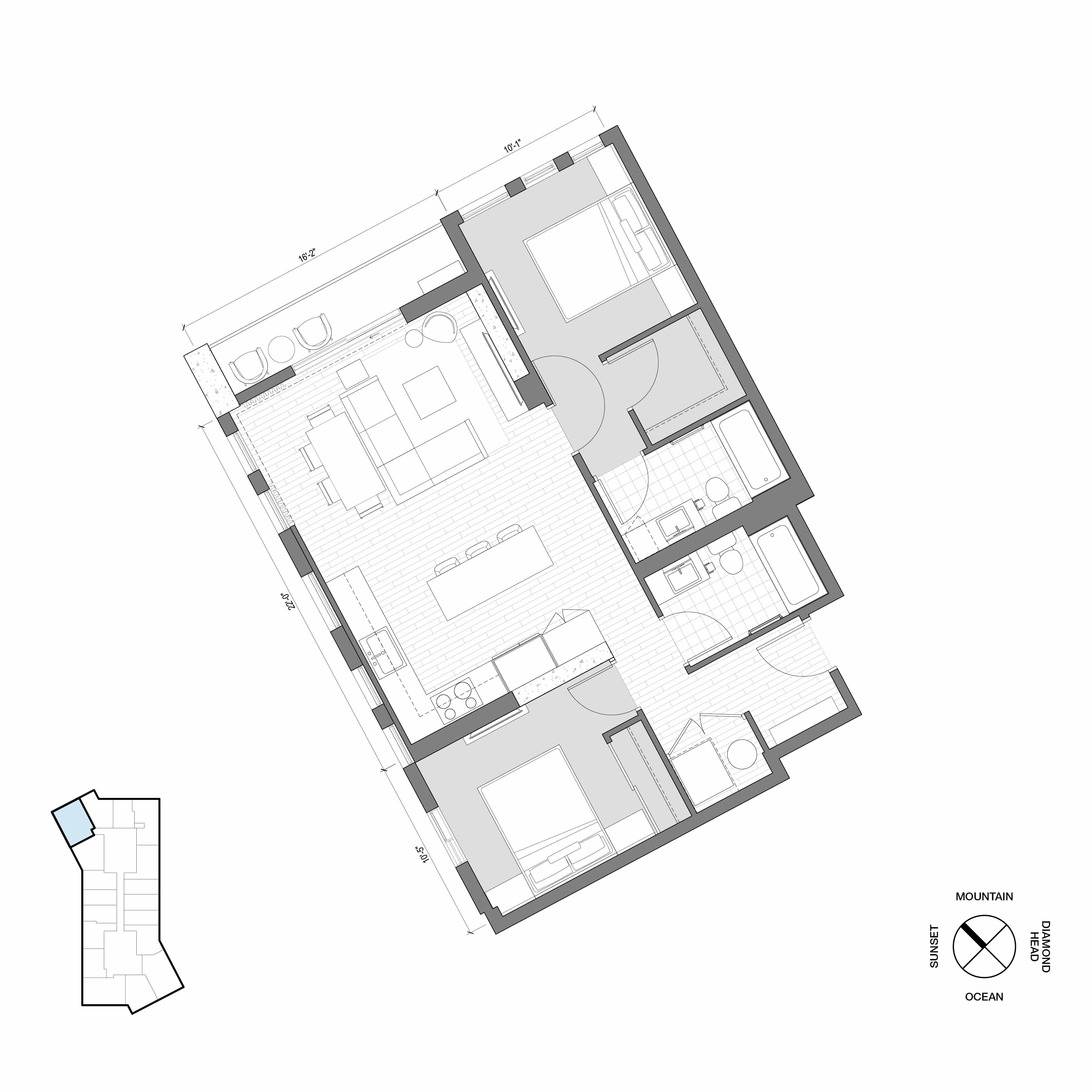 Ko'ula Unit 2B-D Floorplan