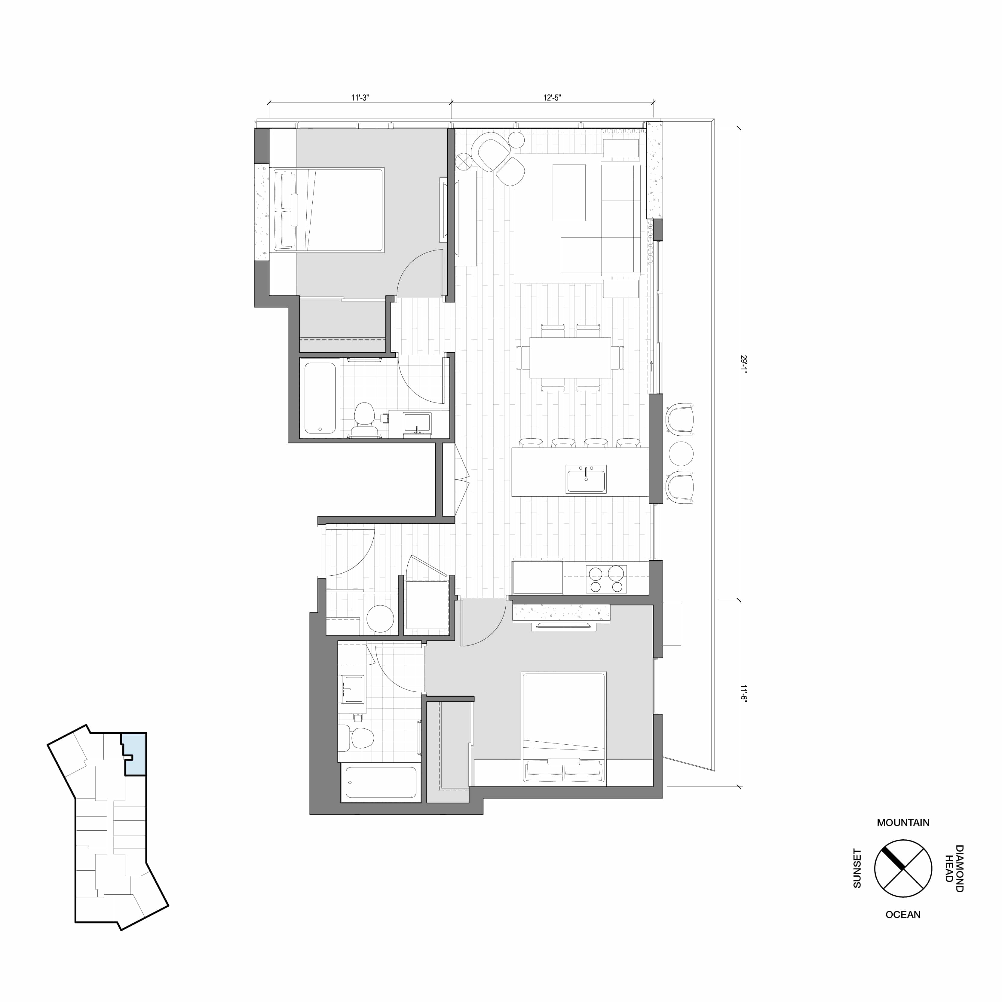 Ko'ula Unit 2B-E Floorplan