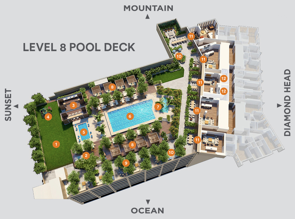 The 8th Floor Amenity Deck at 'A'ali'i'