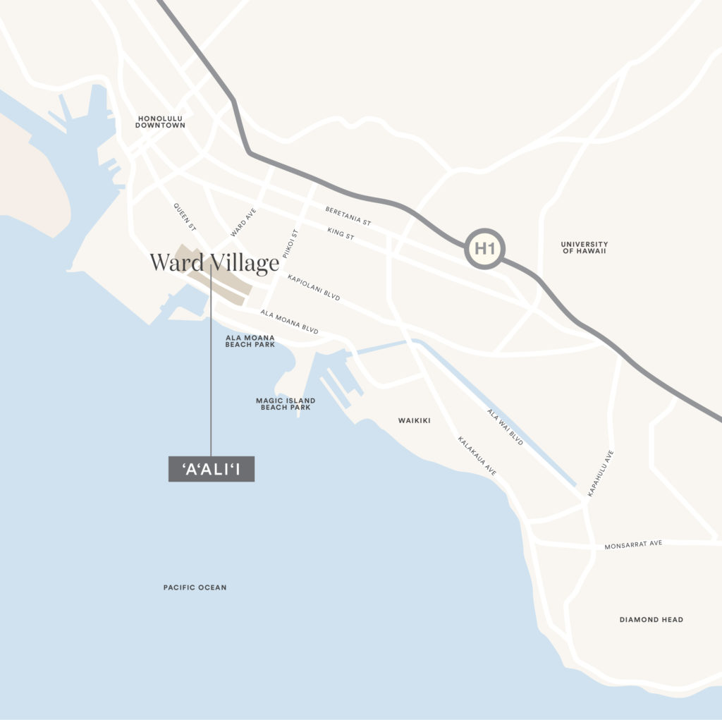 Map of Honolulu on Oahu